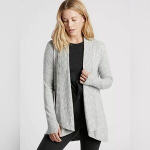 Athleta Pranayama Restore Wrap Long Sleeve Cardigan Lt Heather Gray Sz Med VGUC